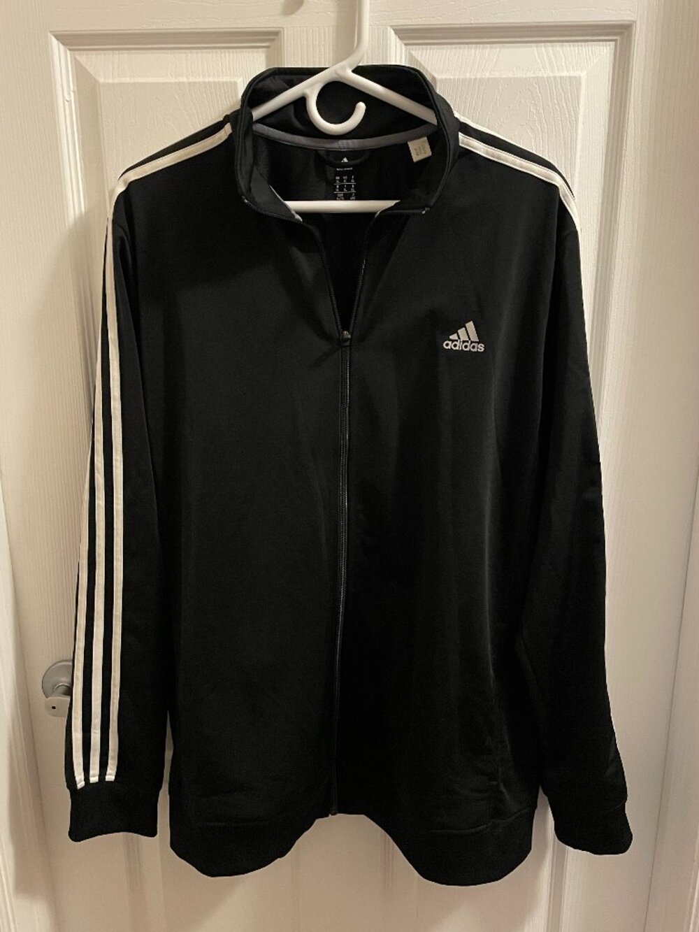 adidas Tricot Jacket Mens XL Black White Classic 3 Stripe AV1008 Preowned